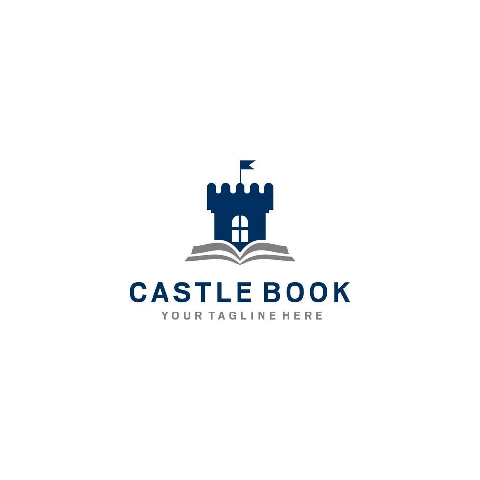 château avec modèle de conception de logo de livre. conception plate simple et propre du château avec modèle de vecteur de livre. château avec logo de livre pour les entreprises.