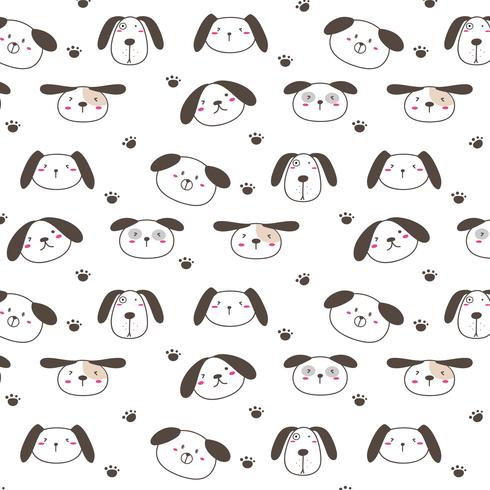 Hand Drawn Cute Dogs de fond. Illustration vectorielle vecteur