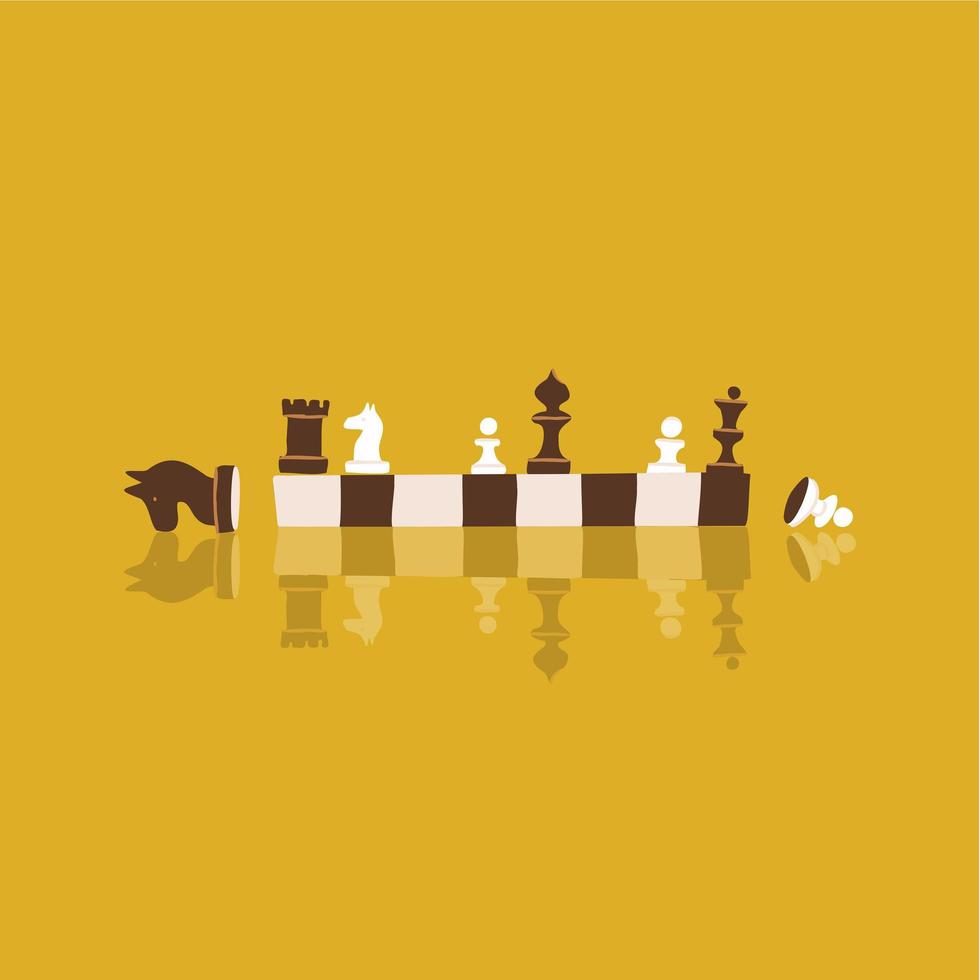 bannière avec des pièces d'échecs sur un échiquier. une affiche représentant une compétition ou une section d'échecs. affiche avec place pour le texte invitation à jouer aux échecs. illustration de vecteur plat dessiné à la main