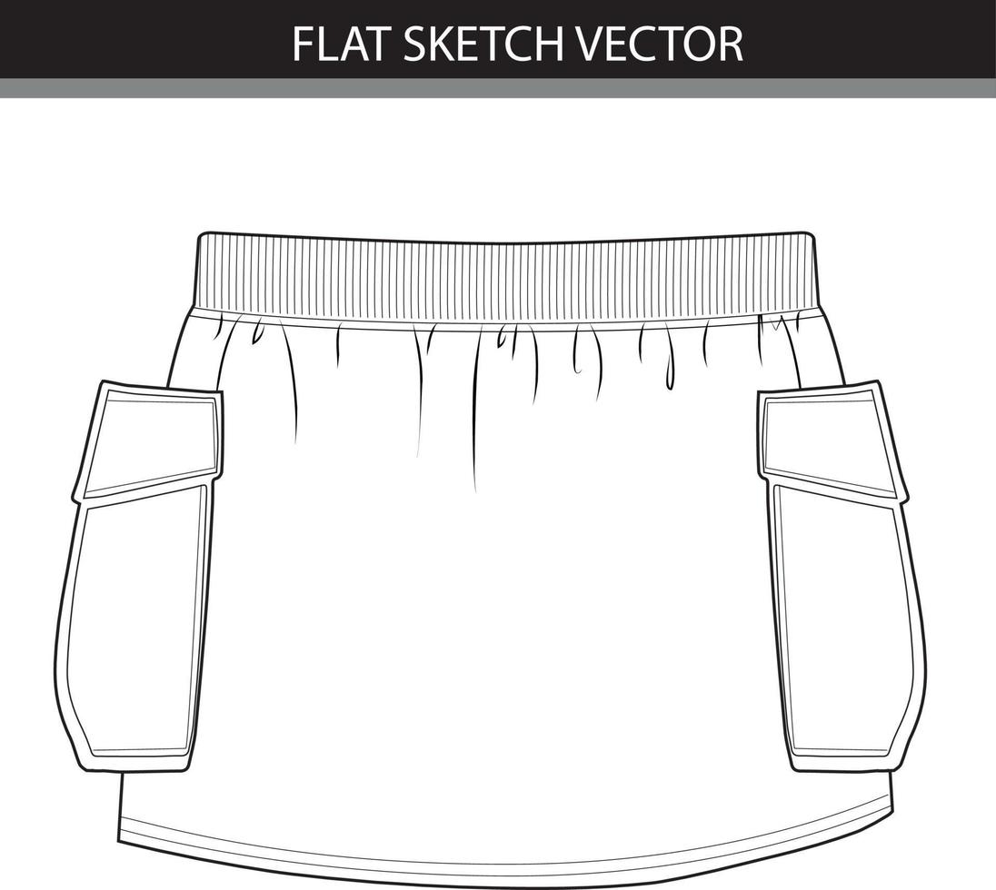 croquis plat jupe vecteur