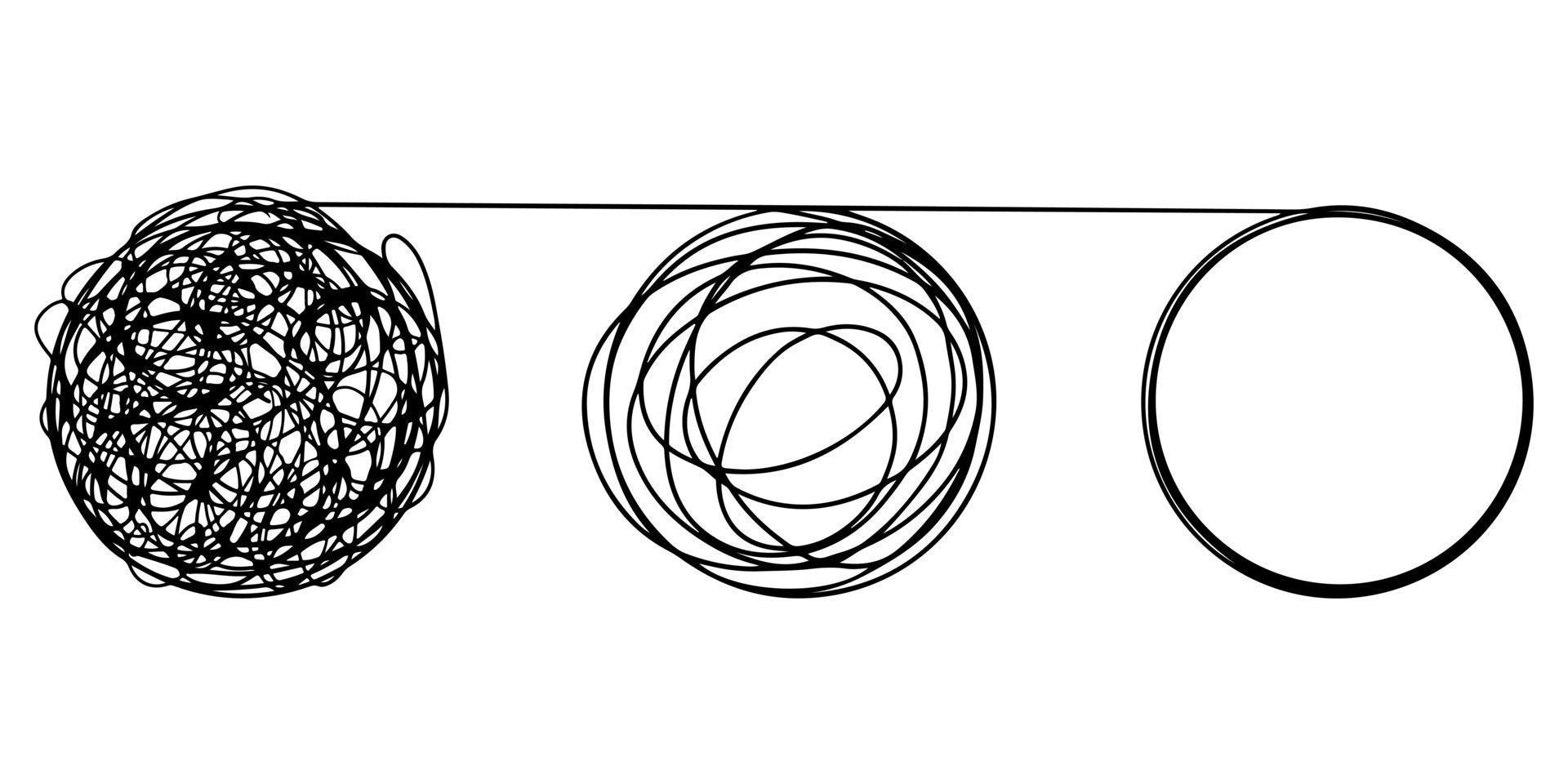 clarté de confusion ou concept d'idée de vecteur de chemin. simplifier le complexe. illustration vectorielle de griffonnage.