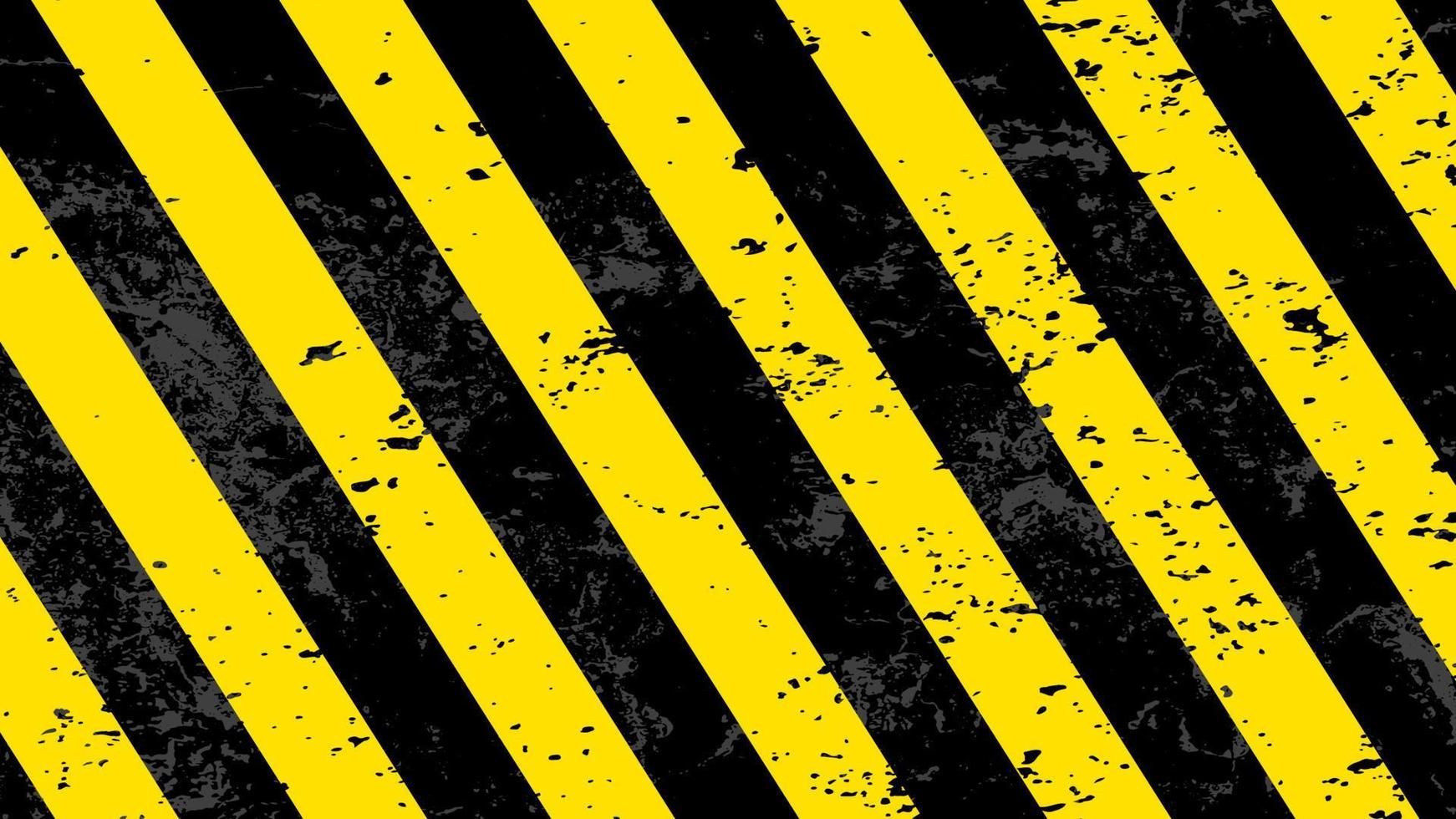 une texture de rayures de danger grungy et usée. fond rectangulaire rayé d'avertissement, rayures jaunes et noires sur la diagonale, un avertissement à faire attention vecteur