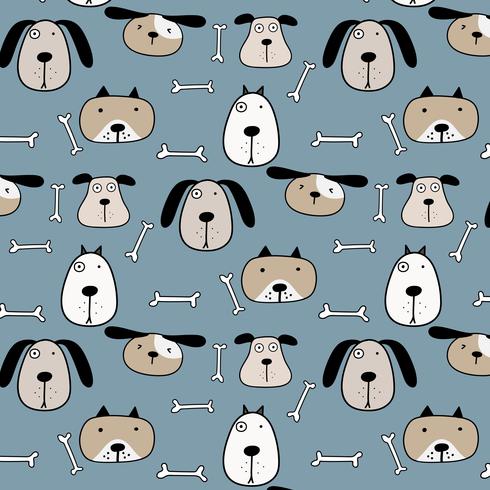 Hand Drawn Cute Dogs de fond. Illustration vectorielle vecteur