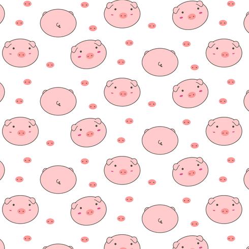 Fond de vecteur de cochon mignon. Fun Doodle. Illustration vectorielle à la main.