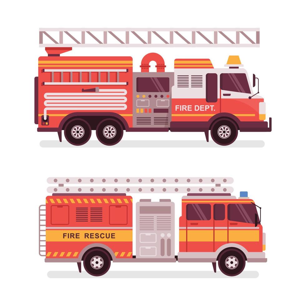 variations de design plat de camions de pompiers vintage vecteur