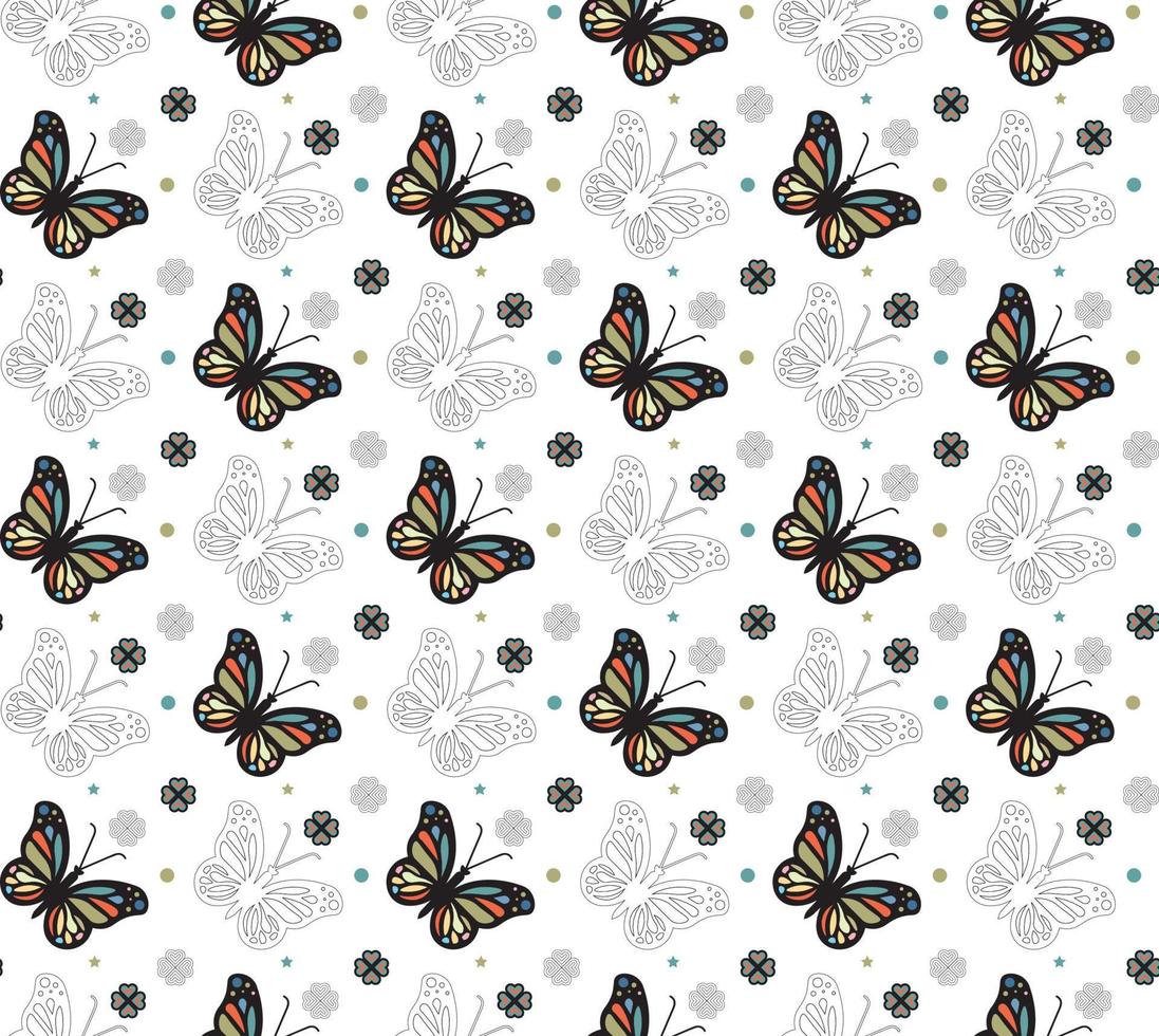 papillon mignon motif de fond design coloré vecteur vecteur premium