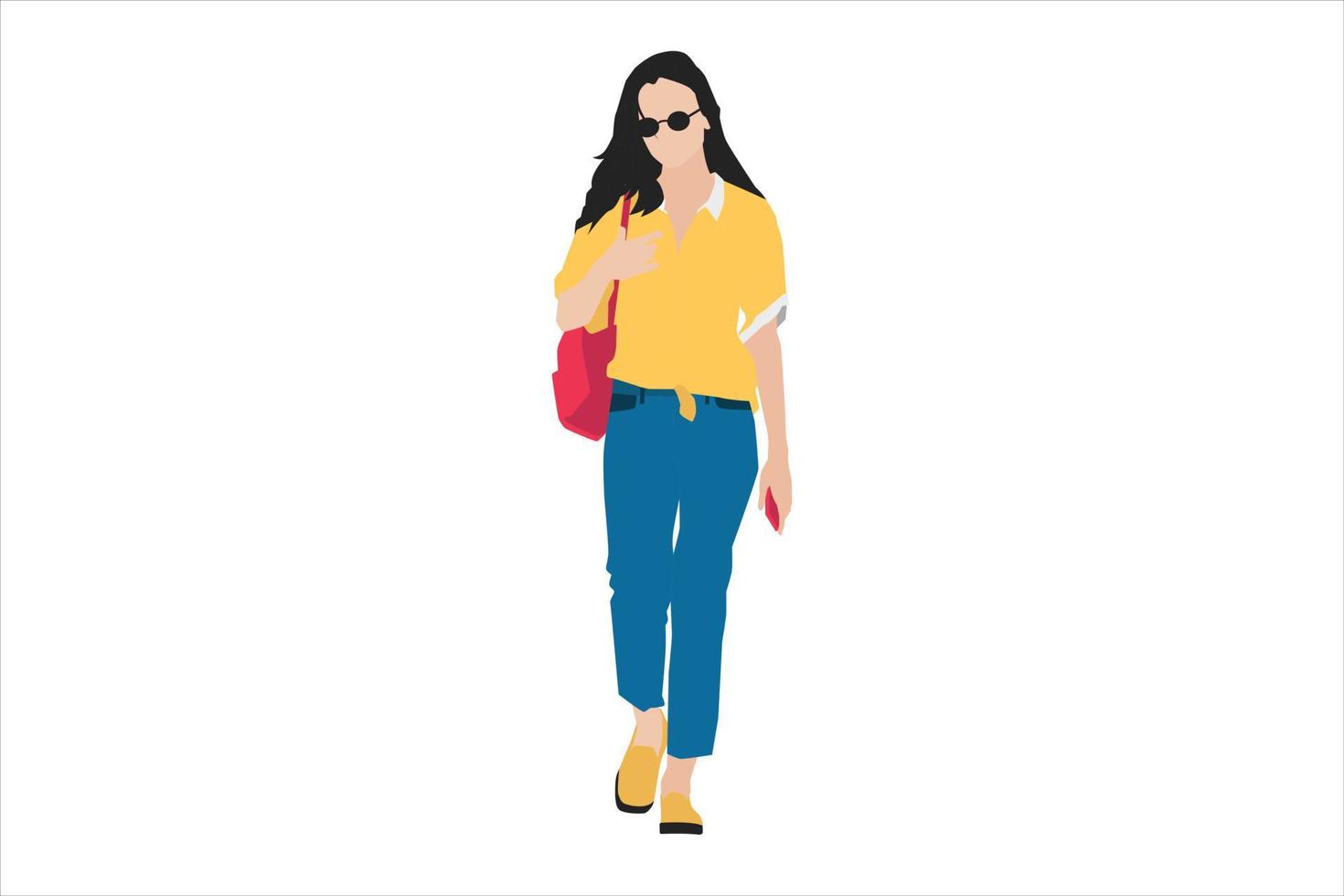 illustration vectorielle de femmes décontractées marchant sur le trottoir vecteur
