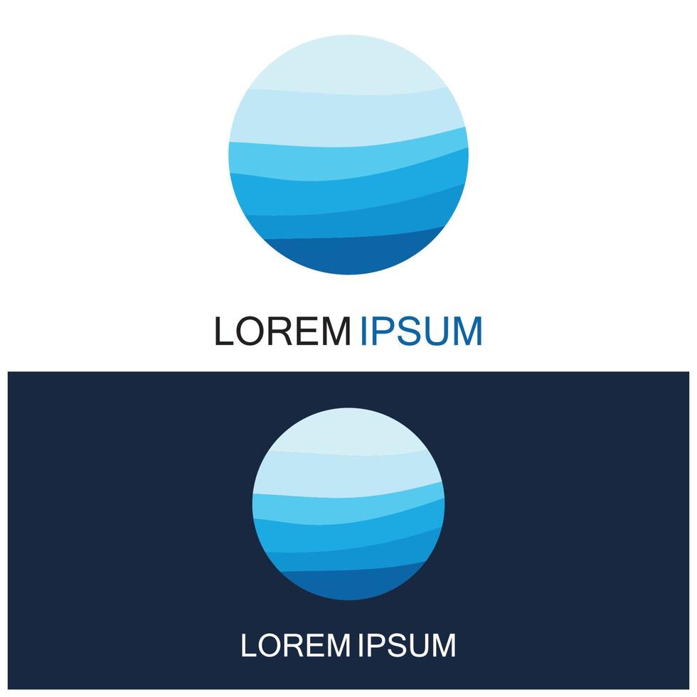 logo de forme ronde isolé. logotype de couleur bleue. image de l'eau qui coule. surface de la rivière océan mer. vecteur