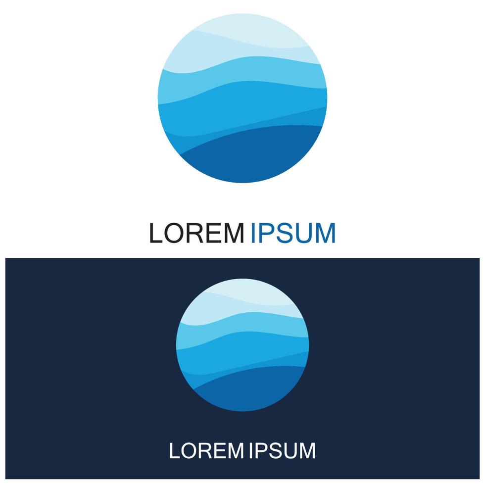 logo de forme ronde isolé. logotype de couleur bleue. image de l'eau qui coule. surface de la rivière océan mer. vecteur