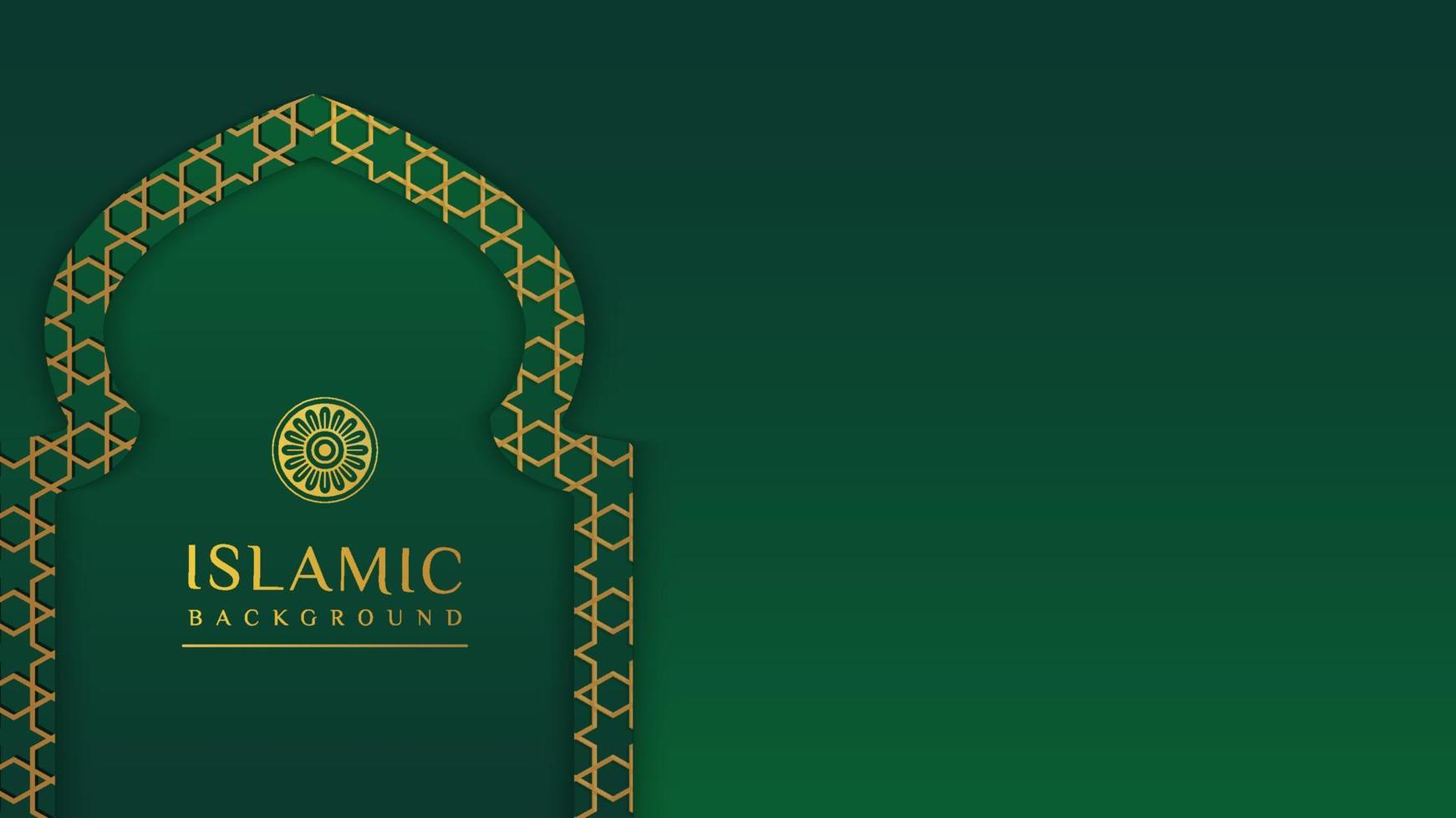 fond islamique de luxe avec motif de bordure d'ornement doré et couleur verte, concept de fond de ramadan vecteur