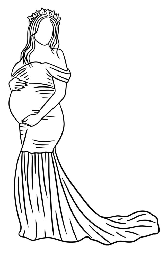 couple heureux pose de maternité mari et femme enceinte illustration d'art en ligne vecteur