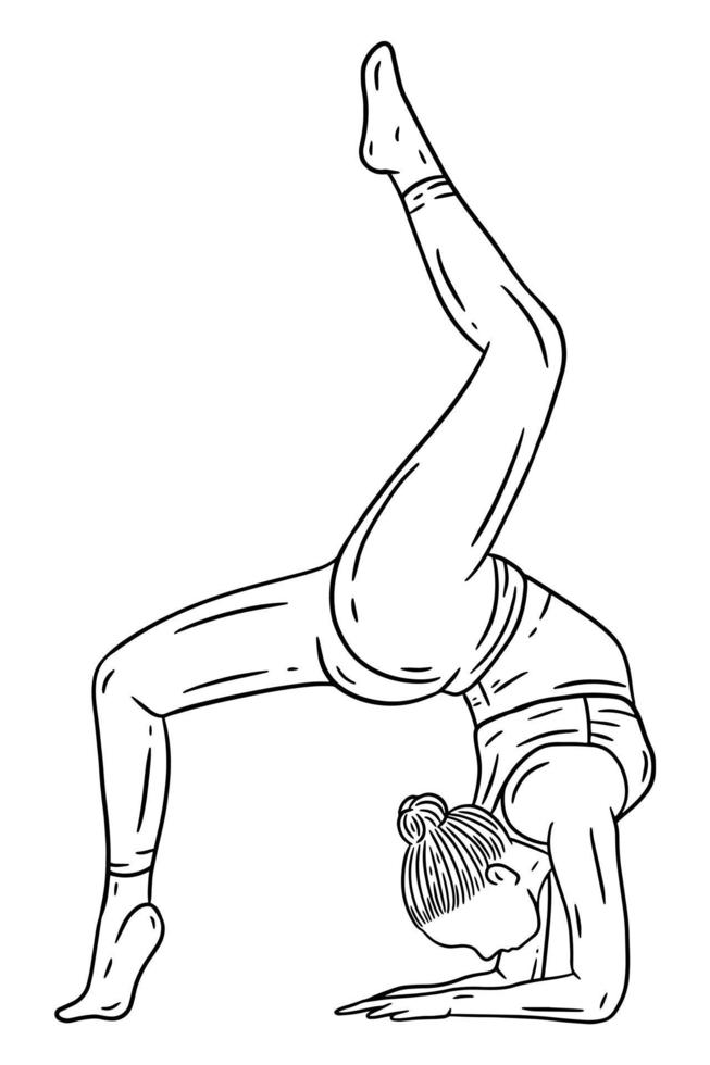 pose de yoga pour femmes méditation illustration de dessin au trait relaxant vecteur