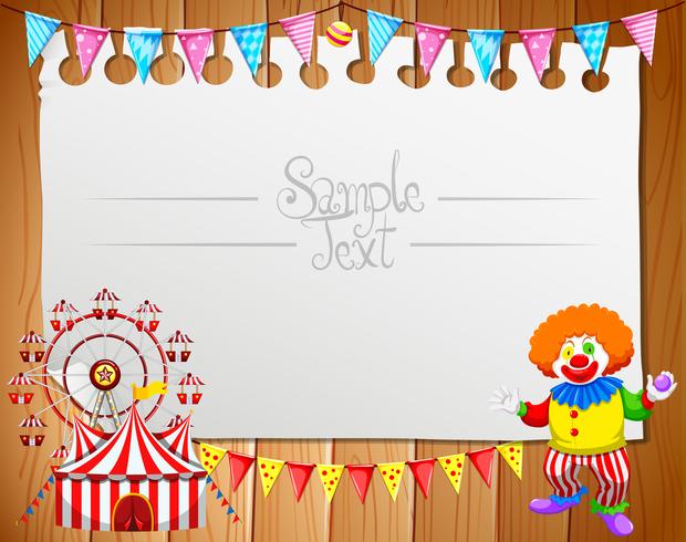 Border design avec clown et cirque vecteur