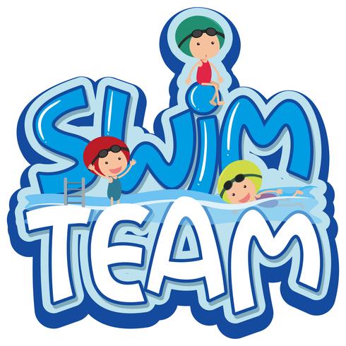 Création de polices pour l&#39;équipe de natation avec trois nageurs vecteur