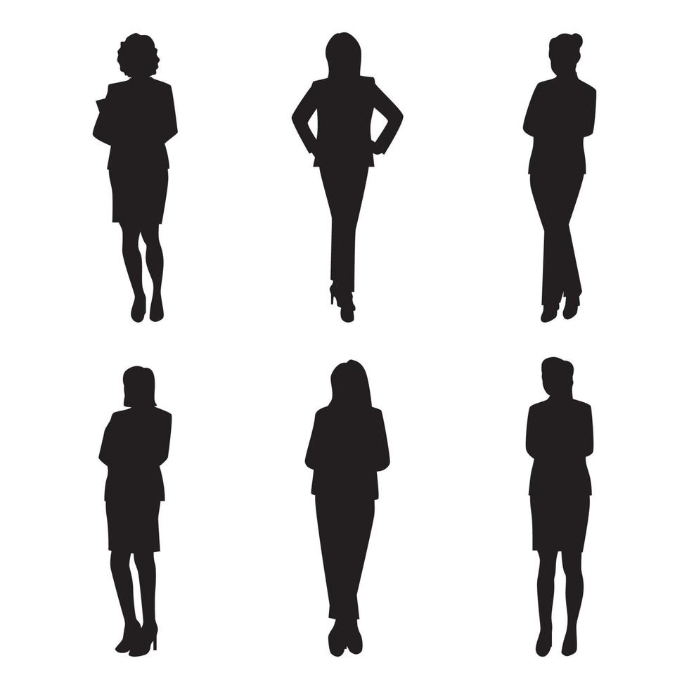 collection de silhouettes de femme d'affaires vecteur