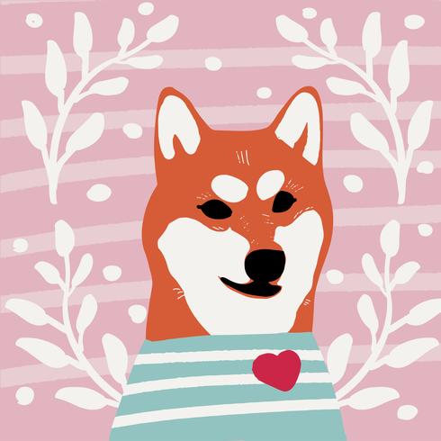 Kawaii chien de race shiba inu style de bande dessinée vecteur