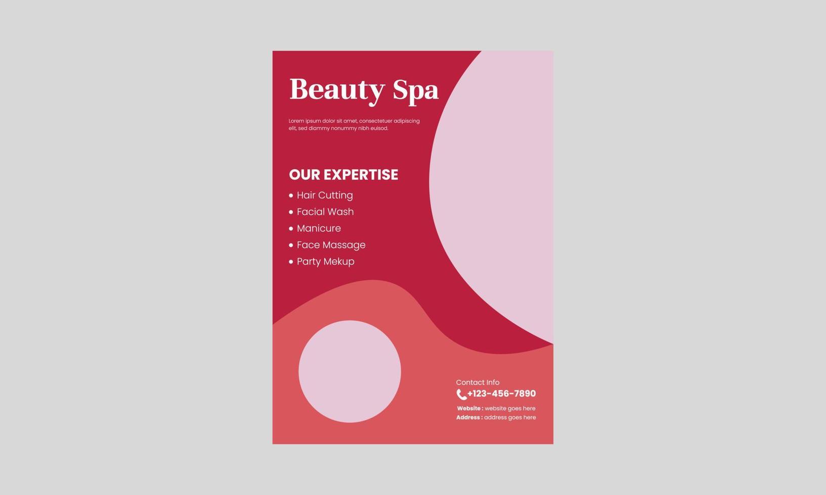 modèle de conception de flyer spa, beauté et massage. conception de modèle de flyer prêt à imprimer pour salon de coiffure spa beauté. dépliant, format a4, dépliant, couverture, affiche, conception de brochure vecteur