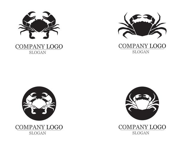 silhouettes de crabe sur les icônes de fond blanc vecteur