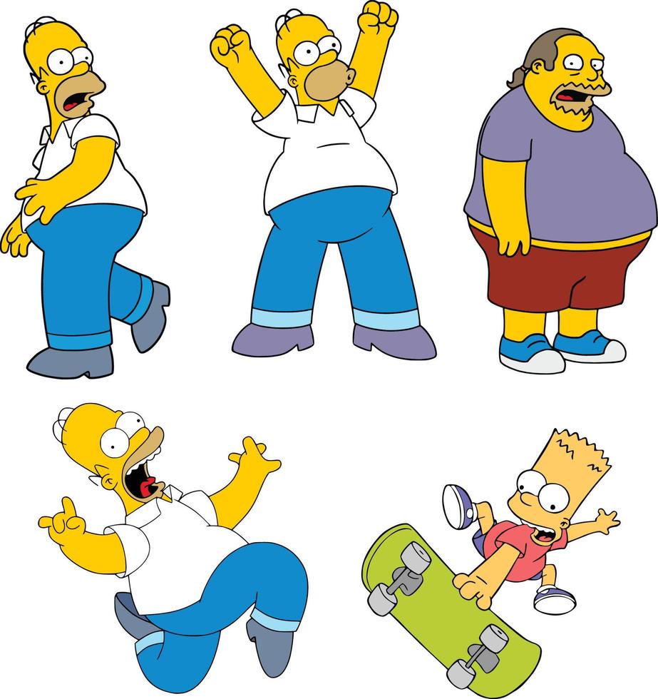 vecteur d'autocollant d'objets de collection de dessin animé simpsons springfield