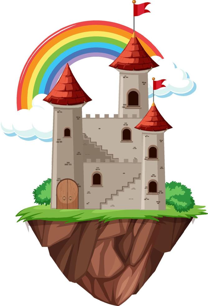 château fantastique isolé en style cartoon vecteur