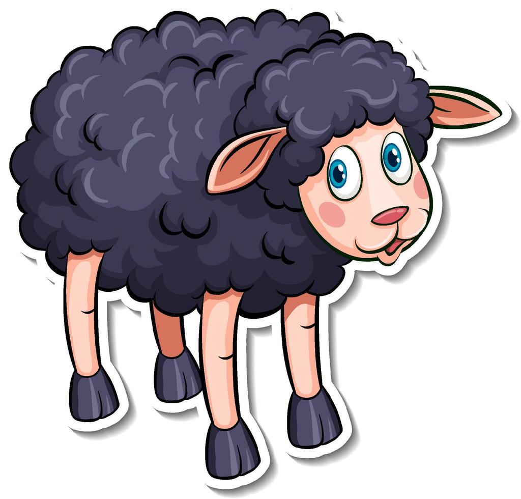 autocollant de dessin animé d'animaux de ferme de mouton noir vecteur