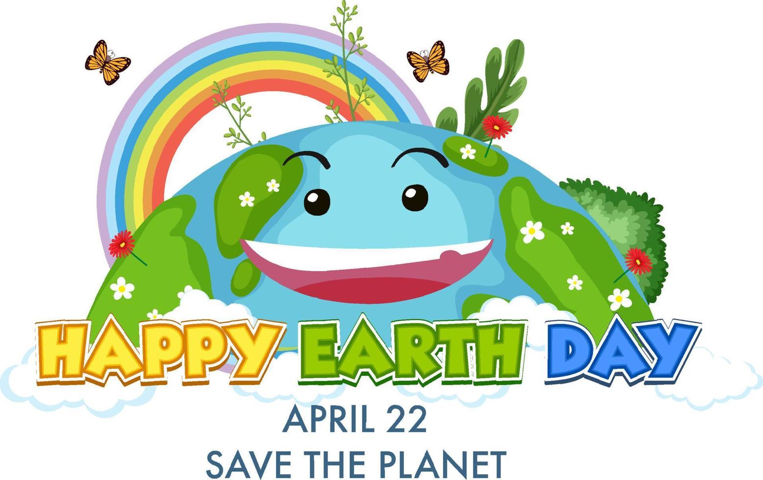 joyeux jour de la terre le 22 avril avec smiley terre vecteur