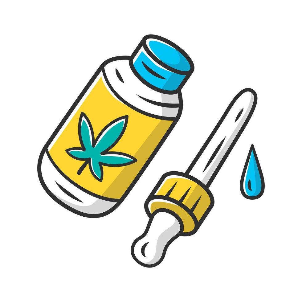 icône de couleur d'huile cbd. produit de mauvaises herbes. l'industrie cannabique. utilisations médicales de la ganja. distribution et vente de chanvre. médicaments alternatifs. légalisation de la marijuana. l'usage de drogues. illustration vectorielle isolée vecteur