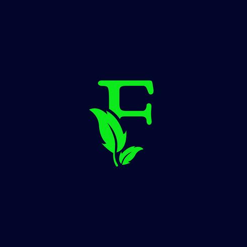 lettre f feuille nature, vecteur de modèle de logo vert eco isolé