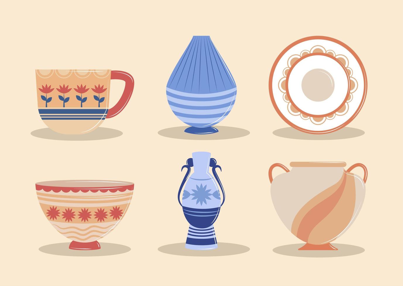 poterie artisanale décorative vecteur