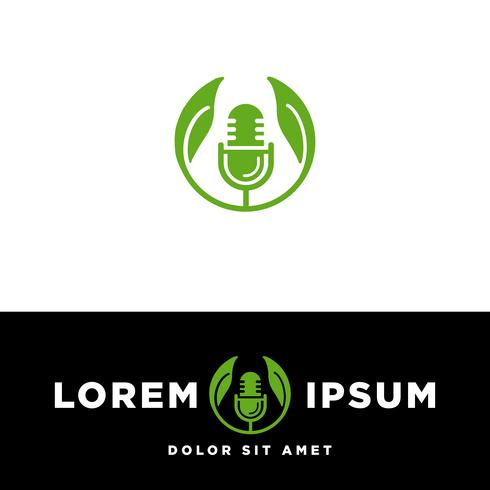 Modèle de logo de microphone Podcast Music, illustration vectorielle vecteur