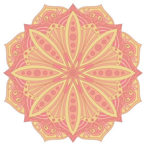 Élément de design décoratif ethnique. Symbole de mandala de vecteur coloré. Ornement floral abstrait rond.