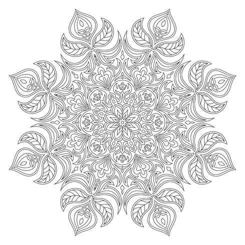 Vecteur mandala. Élément décoratif oriental. Motifs islamiques, arabes, indiens, turcs, pakistanais, chinois, ottomans. Éléments de design ethnique. Mandala dessiné à la main. Mandala de contour monochrome pour la coloration.