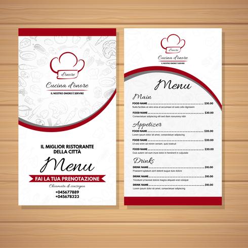 Le menu du restaurant vecteur