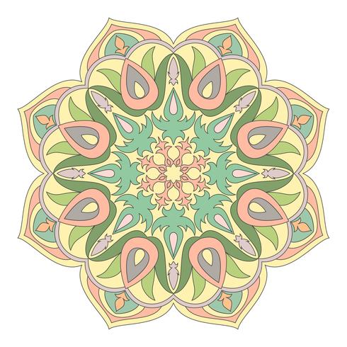 Vecteur mandala. Élément décoratif oriental. Motifs islamiques, arabes, indiens, turcs, pakistanais, chinois, ottomans. Éléments de design ethnique. Mandala dessiné à la main. Symbole de mandala coloré pour votre conception.