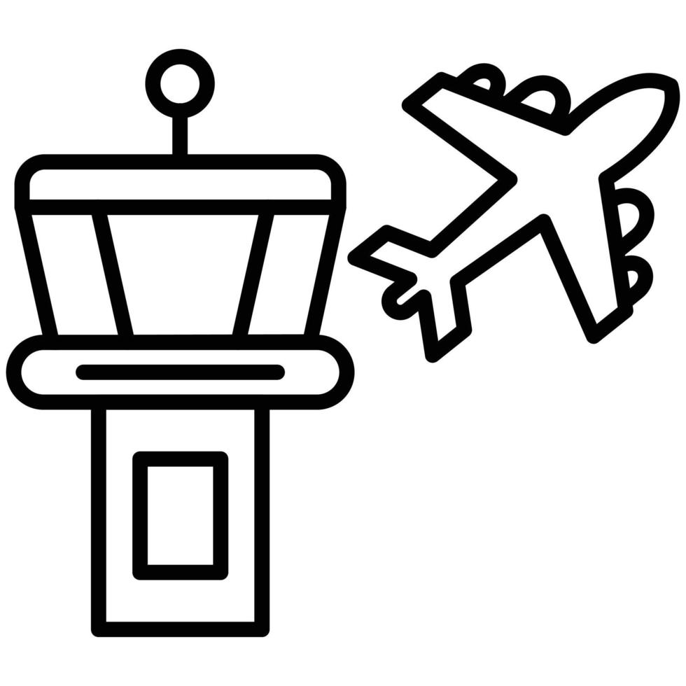 icône de ligne de bâtiment d'aéroport vecteur
