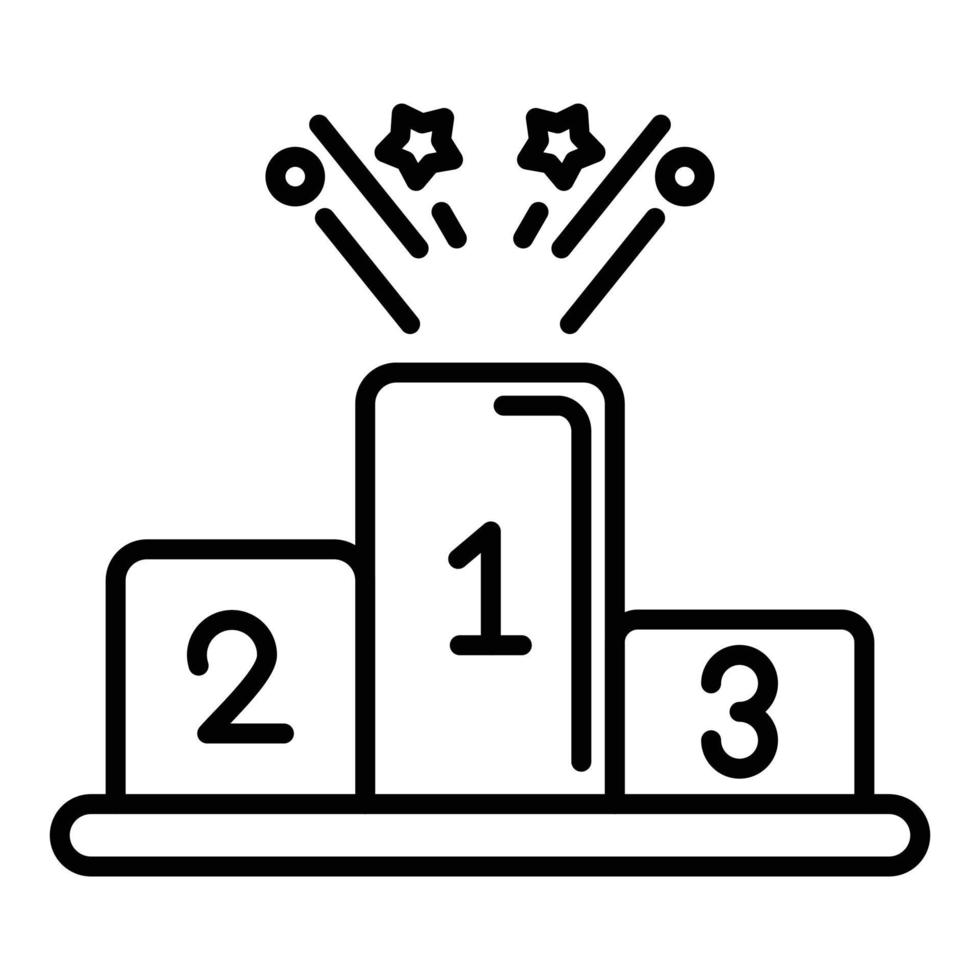 icône de la ligne du podium gagnant vecteur