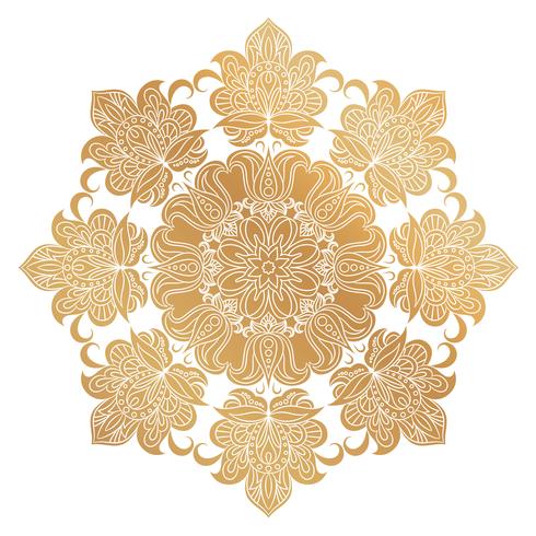 Ornement de vecteur Mandala doré. Éléments de décoration vintage. Motif rond oriental. Motifs islamiques, arabes, indiens, turcs, pakistanais, chinois, ottomans. Fond floral dessiné à la main.