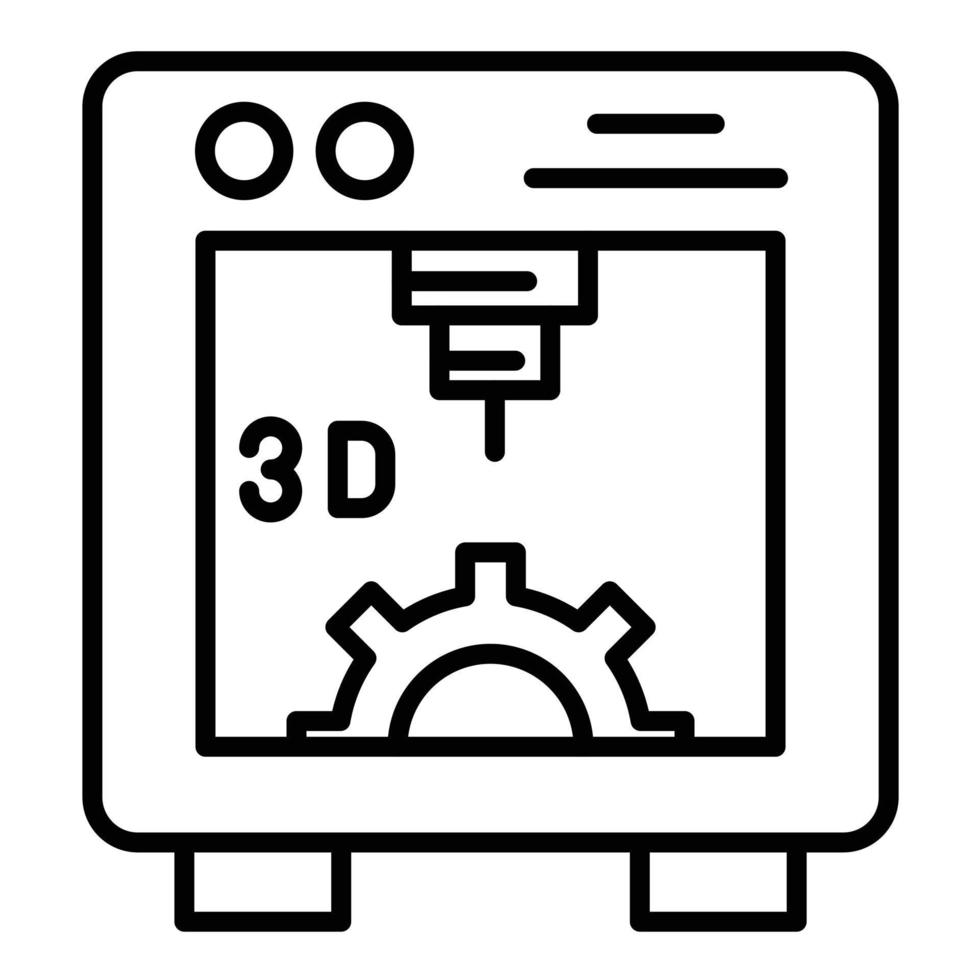 icône de ligne d'imprimante 3d vecteur