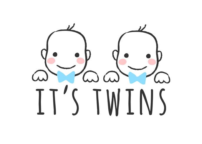 Vector illustration esquissée avec des visages de bébé garçon et inscription - ce sont des jumeaux - pour carte de douche de bébé, impression de t-shirt ou une affiche