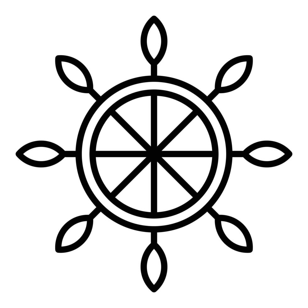 icône de ligne de roue de bateau vecteur