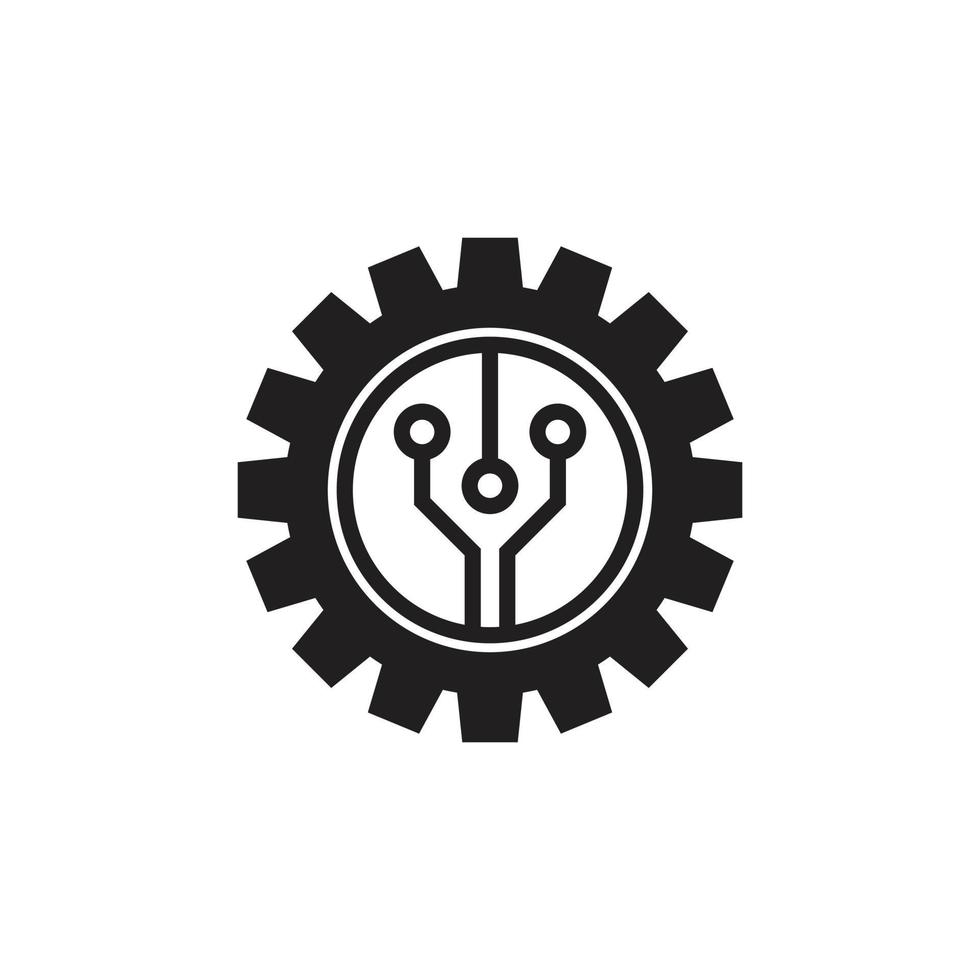 logo de la technologie des engrenages créatifs vecteur