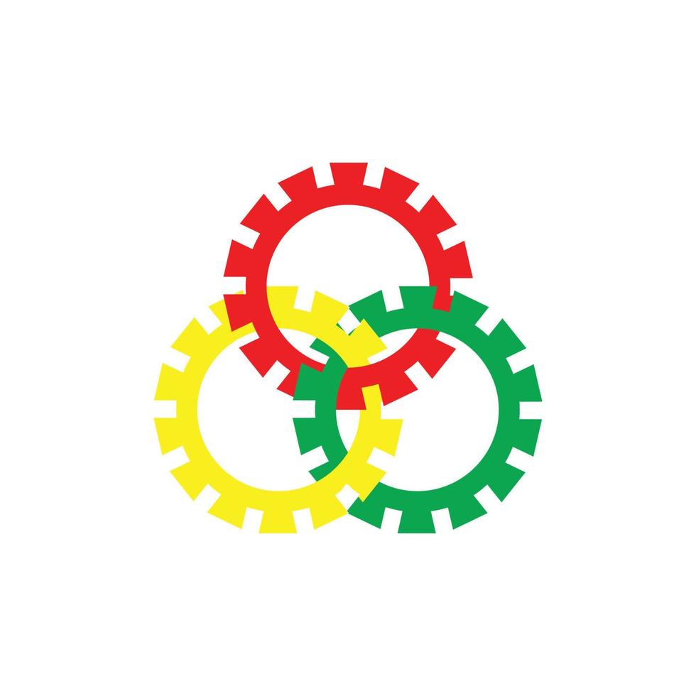 création de logo d'engrenage vectoriel avec gamme de couleurs multiples.