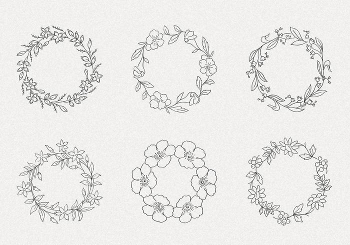 Hand Drawn Wreath Vector Pack II 