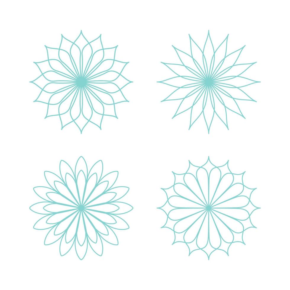définir l'ornement isolé de vecteur linéaire. un simple flocon de neige, un motif hivernal. contour fleur bleue. pastiche