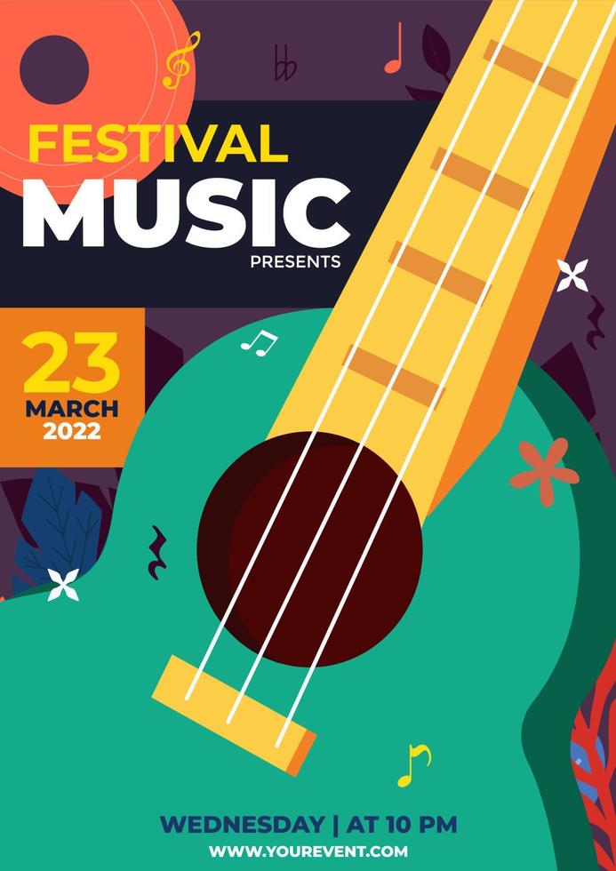 modèle d'affiche de festival de musique vecteur