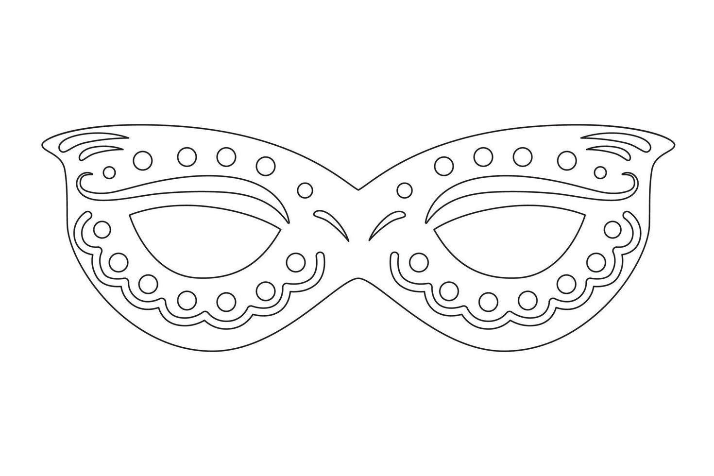 illustration vectorielle de masque de carnaval lineart. page de coloriage de contour de déguisement. élément de costume de festival. vecteur