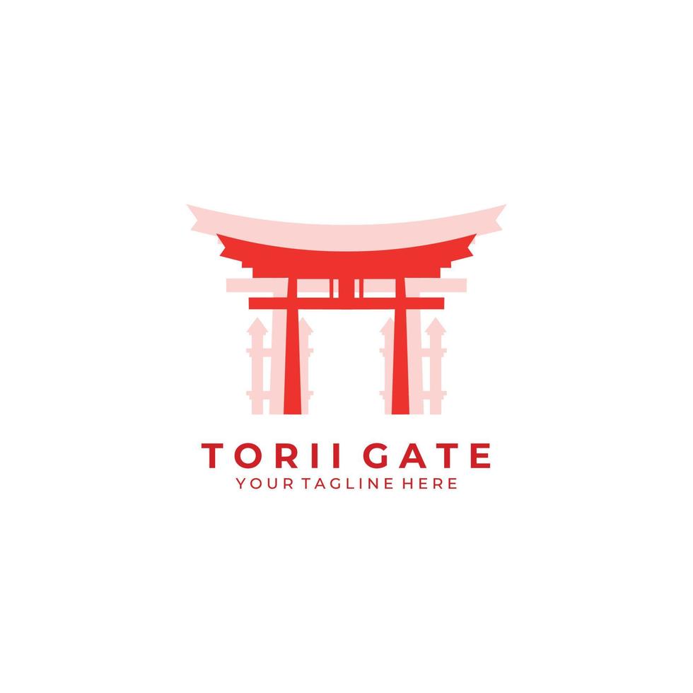 porte torii logo art icône vecteur illustration conception architecture culture traditionnel japonais voyage tokyo