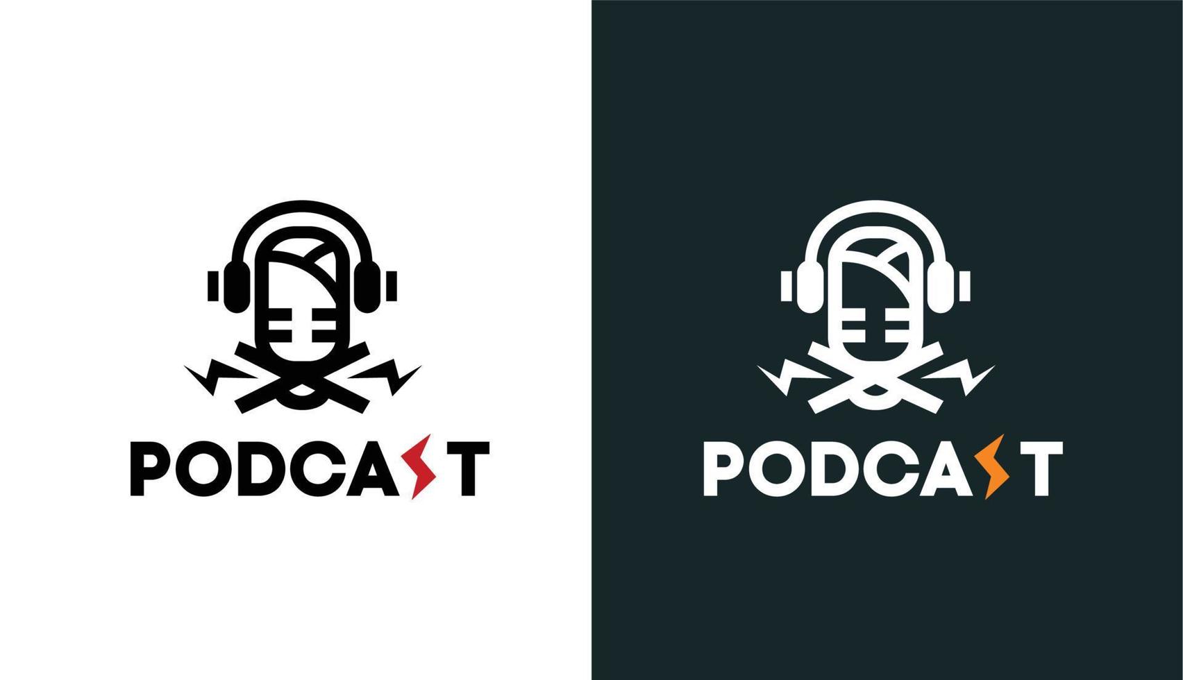 logo de podcast minimaliste avec éclaboussure d'électricité, logo simple pour la marque et l'entreprise vecteur