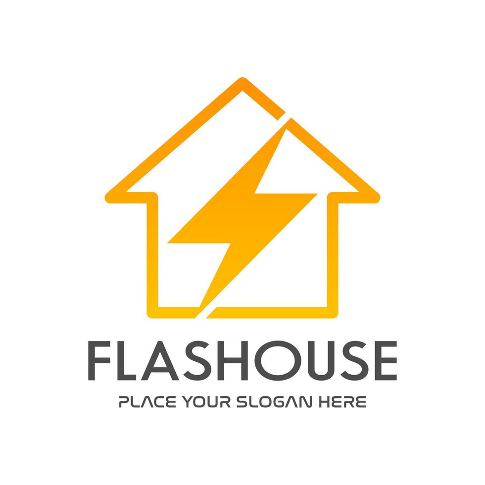modèle de logo vectoriel maison flash. cette conception utilise le symbole de la maison et du tonnerre. adapté à l'industrie.