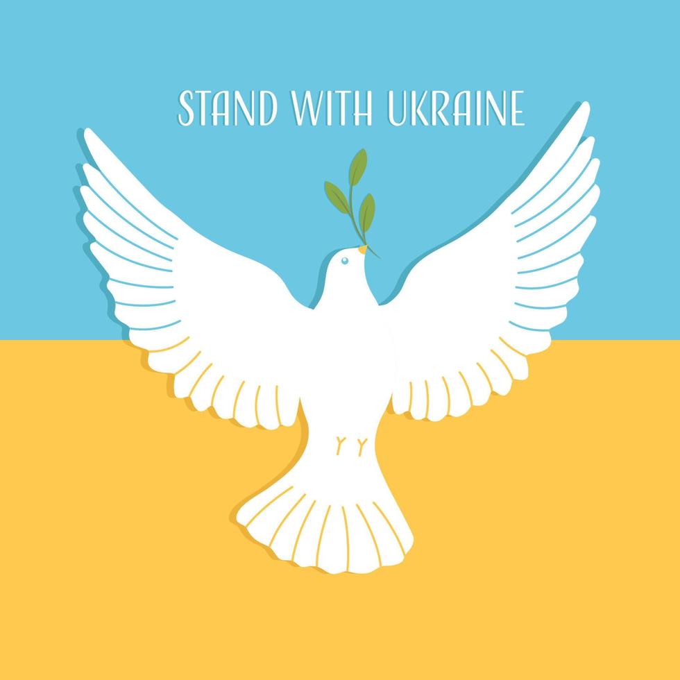 colombe de la paix sur le fond du drapeau ukrainien vecteur